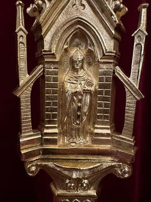 Candle Holders Measures Without Pin style Gothic - Style en Bronze / Polished and Varnished, France 19 th century ( Anno 1885 )