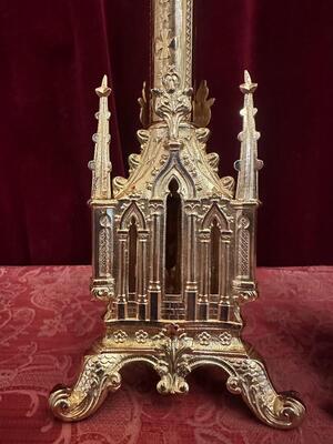 Pair Gothic - Style Candle Holders Measures Without Pin