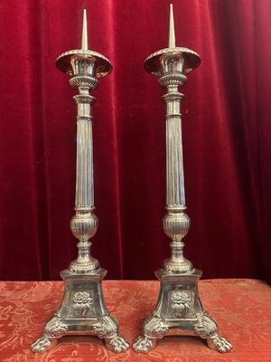 Pair Gothic - Style Candle Holders Measures Without Pin