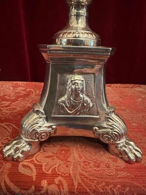 Pair Gothic - Style Candle Holders Measures Without Pin