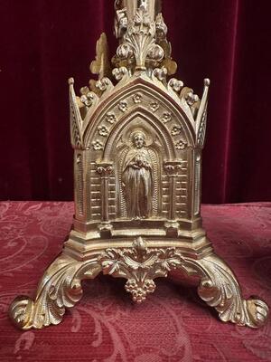 Pair Gothic - Style Candle Holders Measures Without Pin