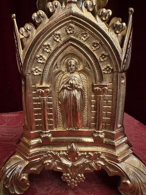 Pair Gothic - Style Candle Holders Measures Without Pin