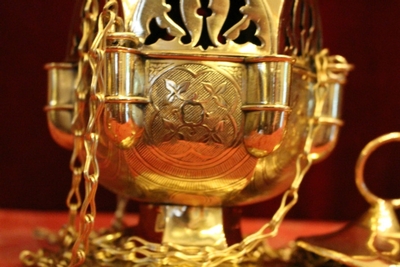 Censers style Gothic - style en Brass / Polished / New Varnished, Belgium 19th century ( anno 1870 )