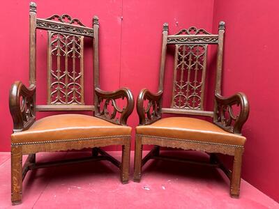 Chairs style Gothic - Style en Oak wood, Belgium  19 th century