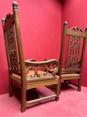 Chairs style Gothic - Style en Oak wood, Belgium  19 th century
