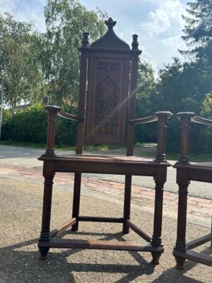 Chairs style Gothic - Style en Oak wood, Belgium  19 th century ( Anno 1885 )