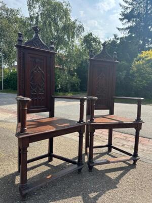 Chairs style Gothic - Style en Oak wood, Belgium  19 th century ( Anno 1885 )