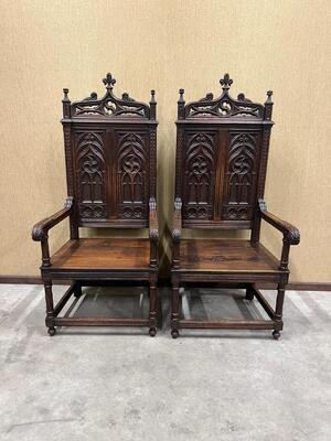 Chairs  style Gothic - Style en Wood, France 19 th century