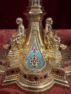 Chalice & Ciborium  style Gothic - Style en Full - Silver / Enamel, France 19 th century ( Anno 1865 )