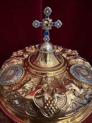 Chalice & Ciborium  style Gothic - Style en Full - Silver / Enamel, France 19 th century ( Anno 1865 )