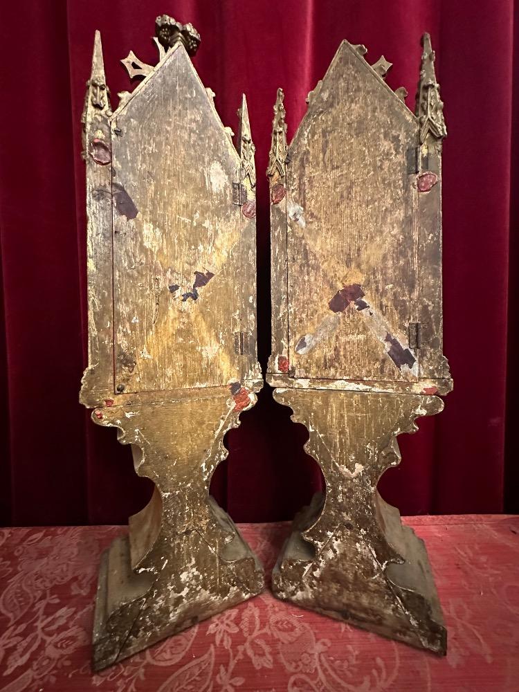 Pair Gothic - Style Exceptional Multi Reliquaries Total Height 76 Cm !