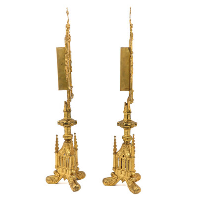 Exceptional Reliquaries Total Height 100 Cm ! style Gothic - Style en Bronze / Gilt, France 19 th century