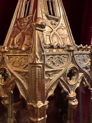 Lanterns style Gothic - Style en Brass / Polished and Varnished / Glass, Belgium  19 th century