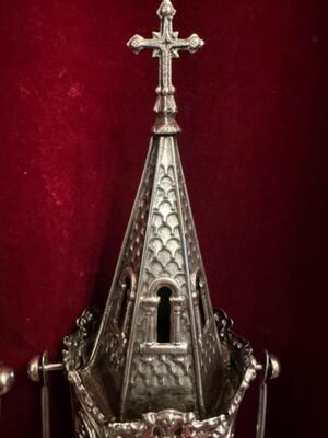 Lanterns style Gothic - Style en Brass / Silver Plated / Glass / Polished & Varnished !, Belgium  19 th century ( Anno 1840 )
