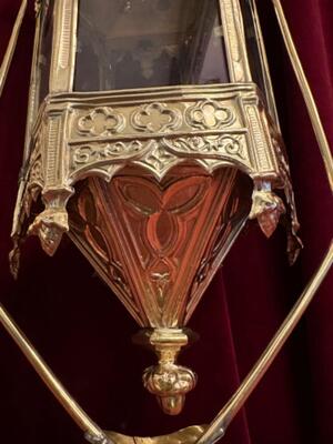 Lanterns style Gothic - Style en Brass / Polished and Varnished / Glass, Belgium  19 th century