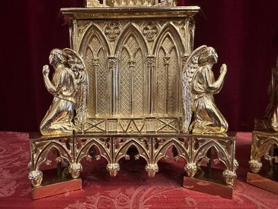 Pair Gothic - Style Matching Candle Holders Measures Height Without Pin.