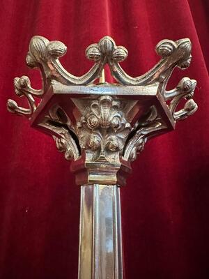 Pair Gothic - Style Matching Candle Sticks Height Without Pin.