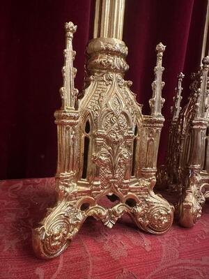 Pair Gothic - Style Matching Candle Sticks Height Without Pin.