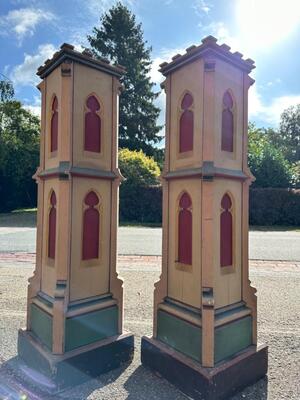 Matching Pedestals style Gothic - Style en Wood Polychrome, Belgium  19 th century