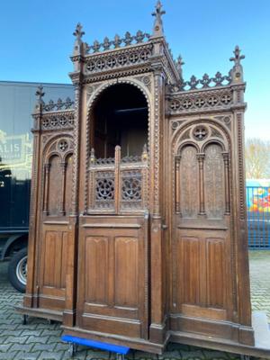 Matching Confessionals  style Gothic - style / Romanesque en Oak wood, Roeselare St Amandus Church Belgium 19 th century ( Anno 1865 )