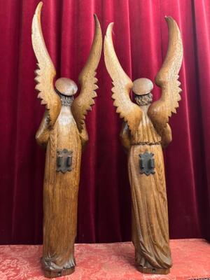 Seraphins Angels  style Gothic - Style en Fully Hand - Carved Wood Oak, Belgium  19 th century ( Anno 1865 )