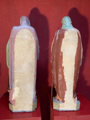 St. Joachim & St. Ann Only For Sale As A Pair style Gothic - Style en Terra-Cotta polychrome, France 19th century ( anno 1875 )