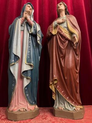 St. John & St. Mary style Gothic - Style en Plaster polychrome, France 19 th century ( Anno 1885 )