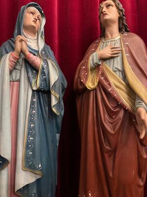 St. John & St. Mary style Gothic - Style en Plaster polychrome, France 19 th century ( Anno 1885 )