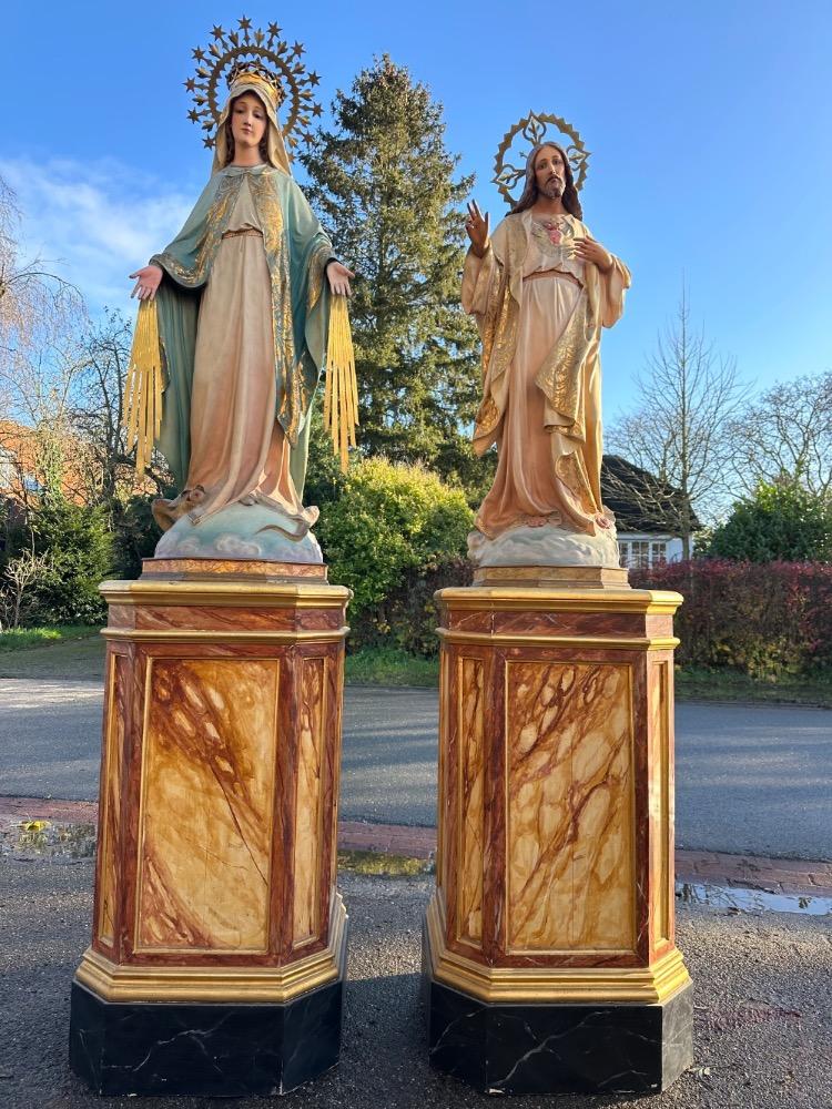 Pair Gothic - Style St. Mary & Jesus With Matching Stands