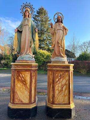 Pair Gothic - Style St. Mary & Jesus With Matching Stands