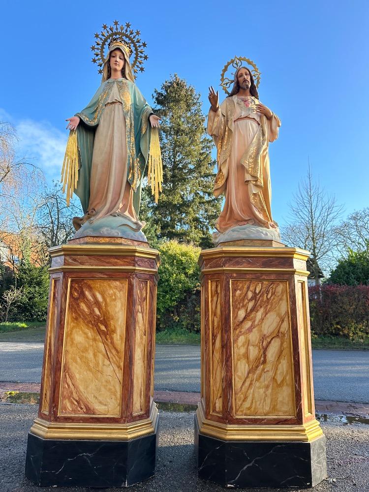 Pair Gothic - Style St. Mary & Jesus With Matching Stands