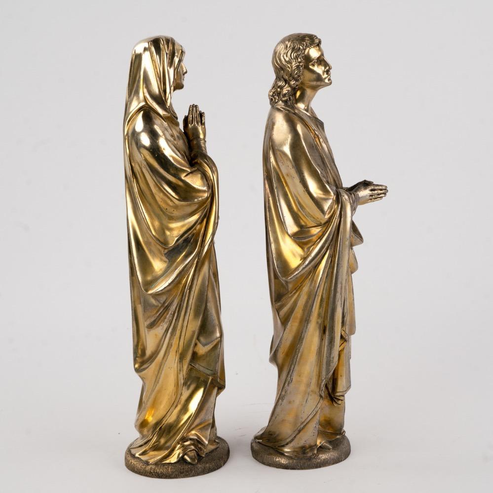 Pair Gothic - Style St. Mary & St. John Under The Cross / Calvary. By Bourdon.