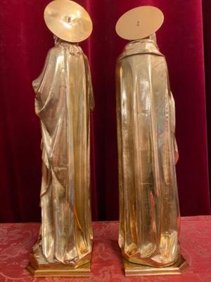 Statues St. John And St. Mary  style Gothic - Style en Bronze / Polished and Varnished, France 19 th century ( Anno 1865 )