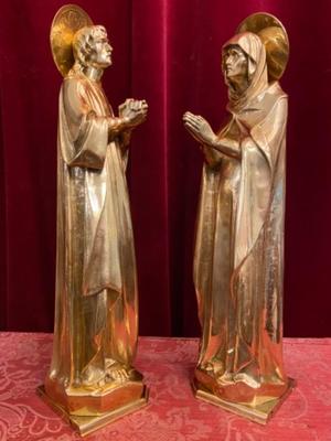 Statues St. John And St. Mary  style Gothic - Style en Bronze / Polished and Varnished, France 19 th century ( Anno 1865 )