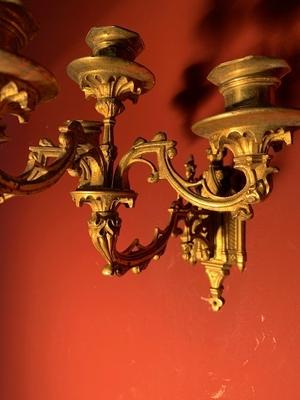 Wall Candle Holders style Gothic - Style en Bronze / Gilt, France 19th century ( anno 1890 )