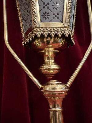 Lanterns en Brass / Bronze / Polished and Varnished / Glass, Belgium  19 th century ( Anno 1840 )