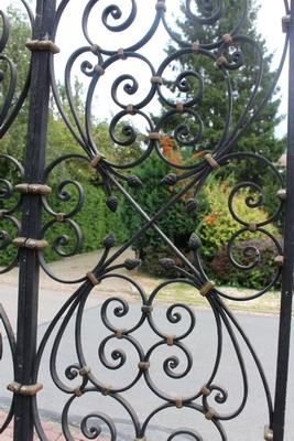 Pair Of Matching Black Coloured Baptistery Entrance Gates / Measurements Of 1 Piece en Hand forged - iron , Belgium 19th century