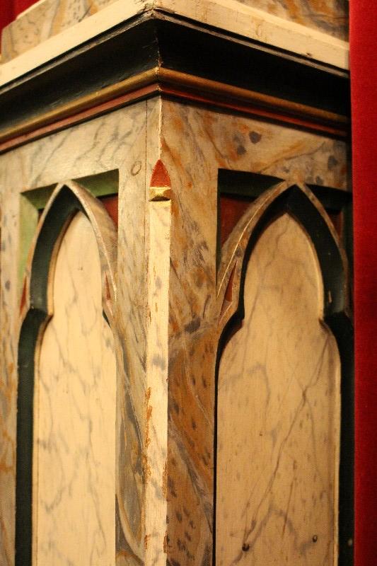 Pair  Pedestals  Wood / Polychrome (Marbled) Gothic Style