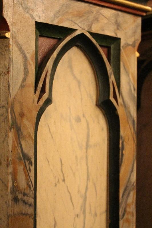 Pair  Pedestals  Wood / Polychrome (Marbled) Gothic Style