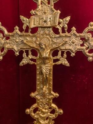 Altar - Crosses style Romanesque en Brass / Bronze / Polished and Varnished, France 19 th century ( Anno 1875 )