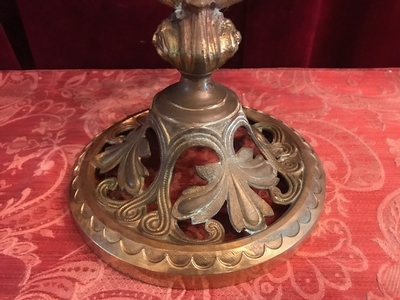 Candle Holders style Romanesque en Bronze / Gilt, France 19th century ( anno 1875 )