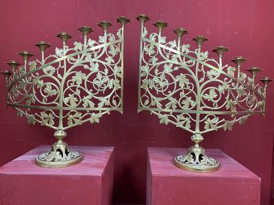 Candle Holders style Romanesque en Bronze / Gilt, France 19th century ( anno 1890 )
