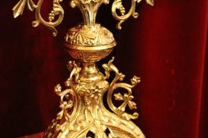 Candle - Holders style Romanesque en Bronze Gilt, France 19th century