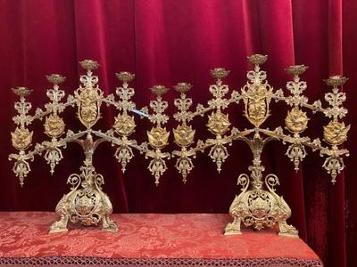 Candle Holders Adjustable style Romanesque en Bronze / Polished and Varnished, France 19 th century ( Anno 1875 )