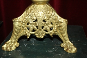 Candle Sticks style Romanesque en Bronze / Gilt, France 19th century