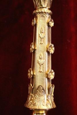 Candle Sticks Measures Without Pin style Romanesque en Bronze / Polished and Varnished, France 19th century
