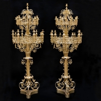 Matching Stunning Candle Sticks Polished And Varnished style Romanesque en Bronze, France 19th century
