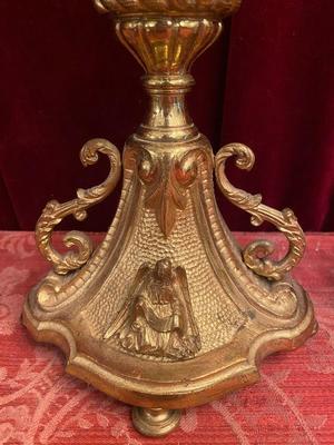 Reliquary - Relics style Romanesque en Bronze / Gilt / Glass / Red Seal, France 19th century ( anno 1865 )