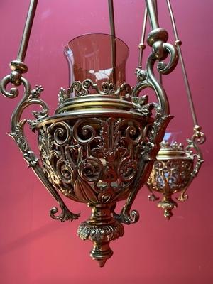 Sanctuary Lamps style Romanesque en Bronze / Gilt, France 19th century ( anno 1890 )
