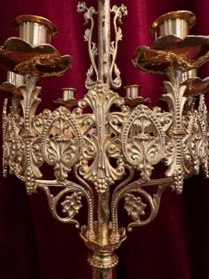Candle Holders style Romanesque - Style en Bronze / Polished and Varnished, France 19 th century ( Anno 1885 )